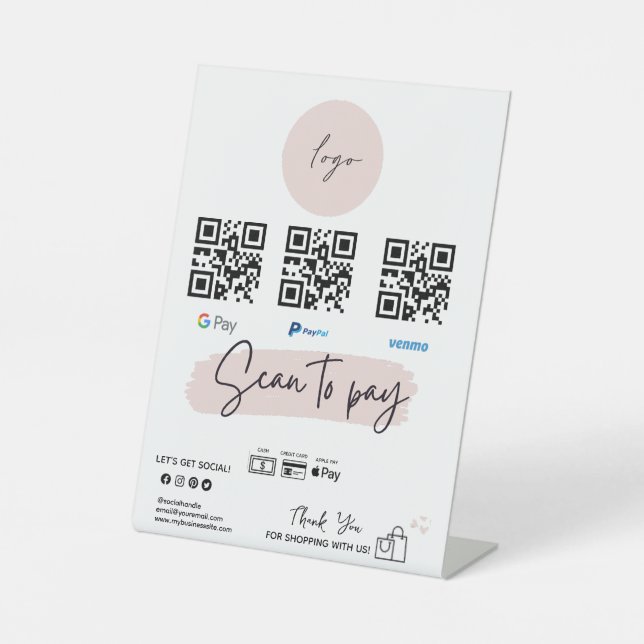 Qr-Code | Zur Bezahlung scannen | Unternehmen Sockelschild (Vorderseite)