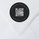 QR-Codedetails der Hochzeitwebsite uAwg schwarz Runder Aufkleber<br><div class="desc">Fügen Sie Ihre URL für Ihre Hochzeitswebsite hinzu. Für Informationen,  Details,  Online-uAwg. Schwarzer Hintergrund,  weißer Text.</div>