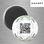 QR-Codedetails für Hochzeitsseiten uAwg-Lavendel Magnet<br><div class="desc">Fügen Sie Ihre URL für Ihre Hochzeitswebsite hinzu. Für Informationen,  Details,  Online-uAwg. Weiß mit Lavendel-Blume und Eukalyptusgrün dekoriert.</div>