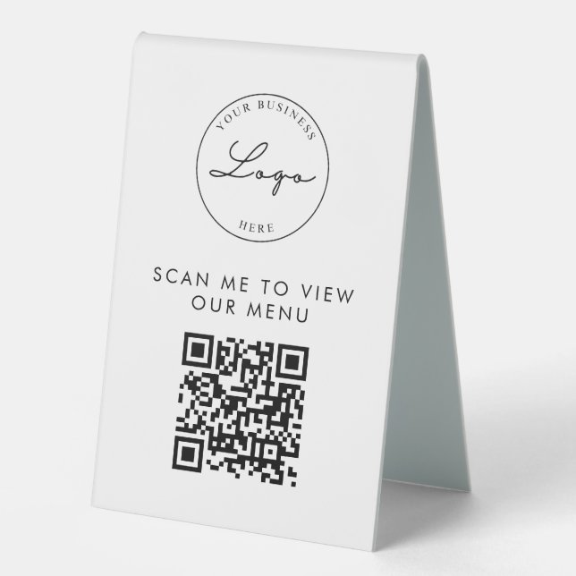 QR-Codekontaktloses Menü-Logo Modern Minimalistisc Tischaufsteller (Vorderseite)