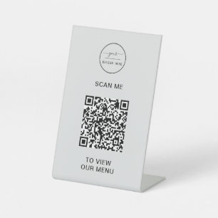 QR-Codemenü   Logo Contacless Modern Pedestal Si Sockelschild