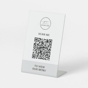 QR-Codemenü   Logo Contacless Modern Pedestal Si Sockelschild