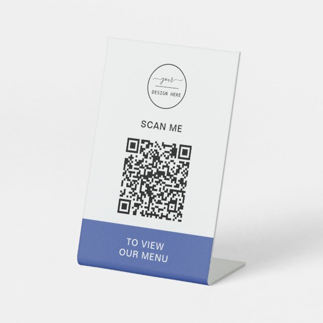 QR-Codemenü | Logo Contacless Modern Pedestal Si Sockelschild (Vorderseite)