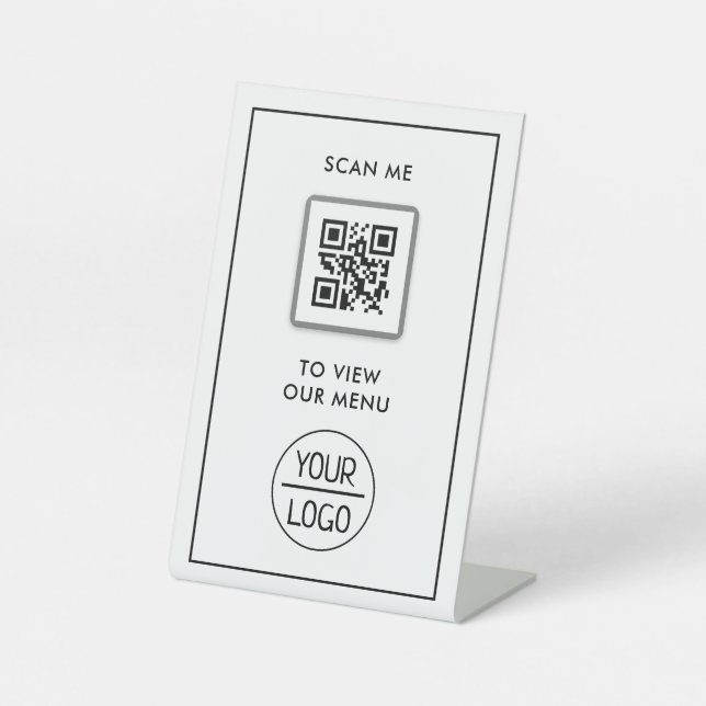 QR-Codemenü | Logo Contacless Modern Pedestal Si Sockelschild (Vorderseite)