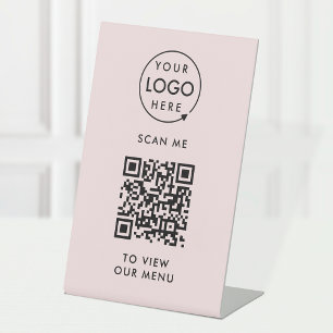 QR-Codemenü Logo-kontaktlos Modern rosa Sockelschild