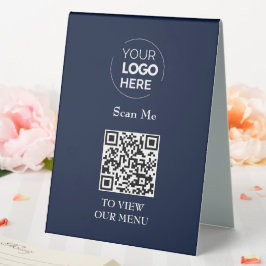 QR-Codemenü | Logo Navy Blue Contacless Modern Tischaufsteller