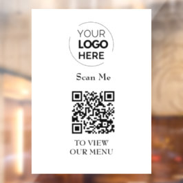 QR-Codemenü | Logo Weiß berührungslos modern Fensteraufkleber