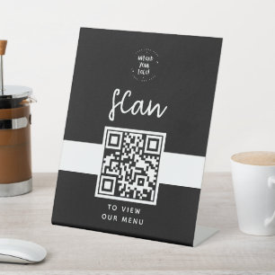 QR-Codemenü   Schwarzes Logo, berührungslos, moder Sockelschild