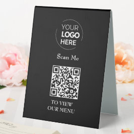 QR-Codemenü | Schwarzes Logo, berührungslos, moder Tischaufsteller