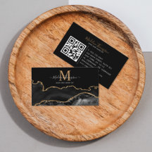 QR-Codemonogramm aus Edelmarble-Schwarz-Gold-Foto