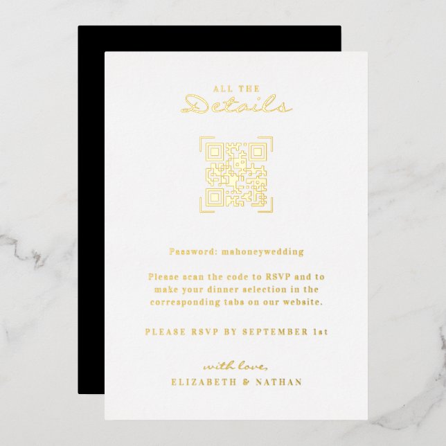 QR-Codeprüfung | Angaben zur Hochzeit Folieneinladung (Vorderseite/Rückseite)