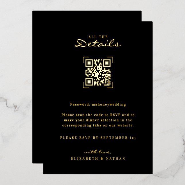 QR-Codeprüfung | Angaben zur Hochzeit Folieneinladung (Vorderseite/Rückseite)