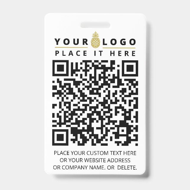 QR-Codeprüfung jetzt | Text für moderne Firmenlogo Ausweis (Vorderseite)