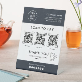 QR-Codeprüfung zu zahlen | Kontaktlose Firmenlogos Sockelschild