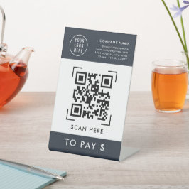 QR-Codeprüfung zu zahlen | Kontaktlose Firmenlogos Sockelschild