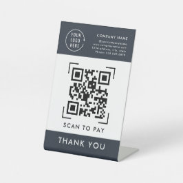 QR-Codeprüfung zu zahlen | Kontaktlose Firmenlogos Sockelschild