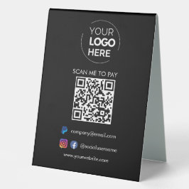 QR-Codeprüfung zu zahlen | Paypal Payment Black Tischaufsteller