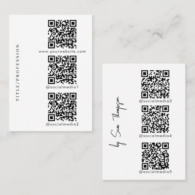 QR-Codes 6 Scannerwebseiten und Links zu sozialen  Telefonnummerkarte (Vorne/Hinten)