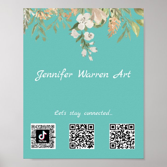 QR-Codes für hübsche Blumengrenzwerte für soziale  Poster (Vorne)