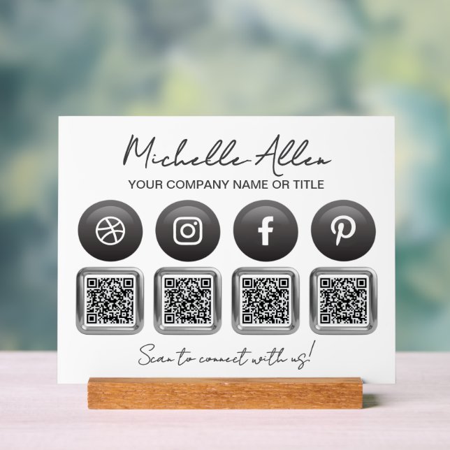 QR-Codes für Social Social Media Acrylschild (Neutral)