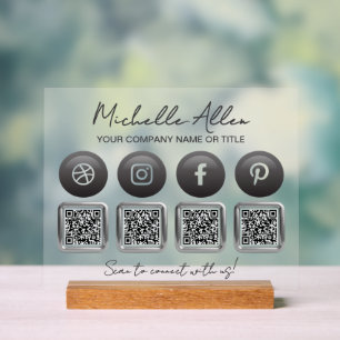 QR-Codes für Social Social Media Acrylschild