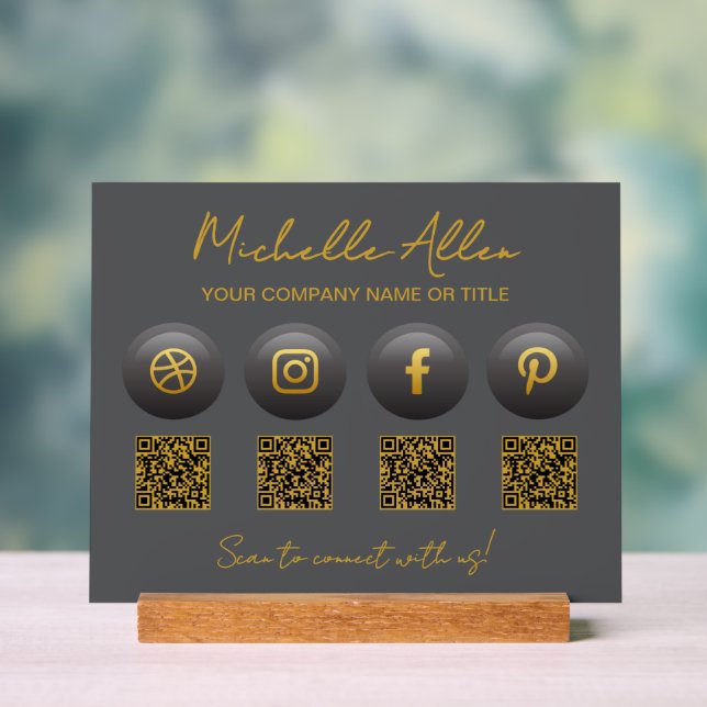 QR-Codes für Unternehmen Social Media Acrylschild (Neutral)