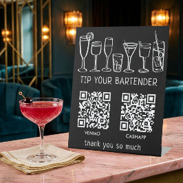 QR-CODES ZUM BEZAHLEN SCANNEN Cocktails Barkeeper Sockelschild