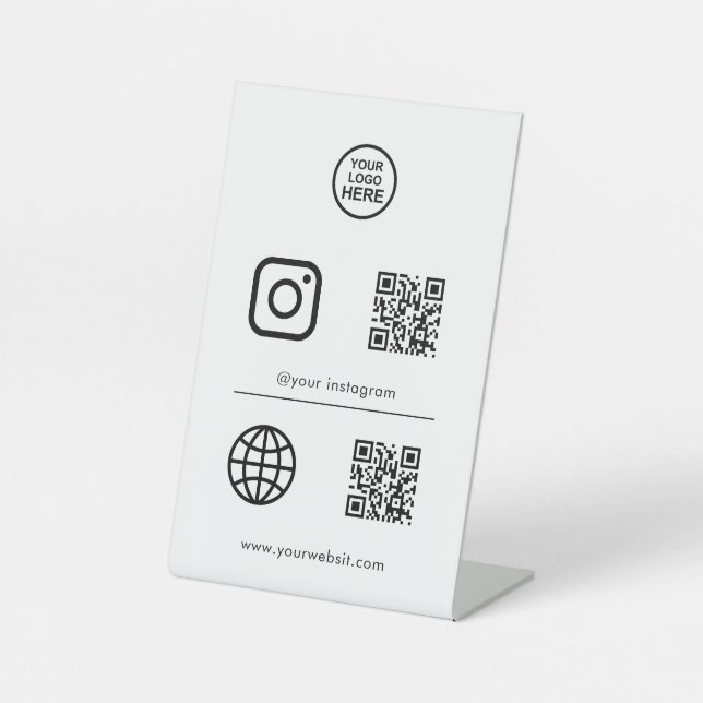 QR-Codezeichen für soziale Medien Sockelschild (Vorderseite)