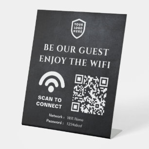 QR Connect Wifi   Firmenlogo Sockelschild