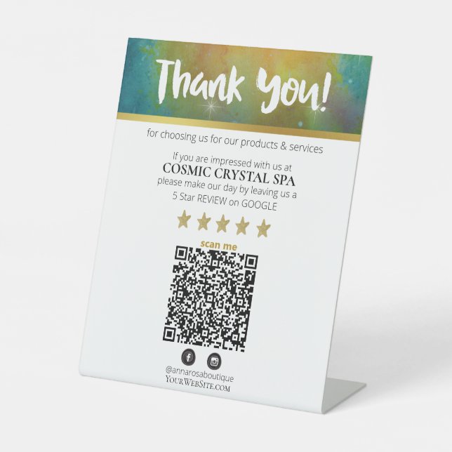 *~* QR DANK IHNEN ÜBERPRÜFEN Kosmischer Nebel Gala Sockelschild (Vorderseite)