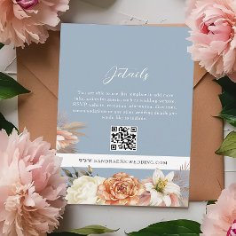 QR Details Karte von Boho Blue Floral Wedding