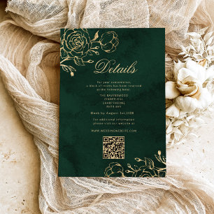 QR-Details zu botanischen Grün- und Goldhochzeiten Begleitkarte