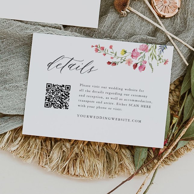 QR Details zum Whimsical Garden Floral Wedding Begleitkarte (Von Creator hochgeladen)