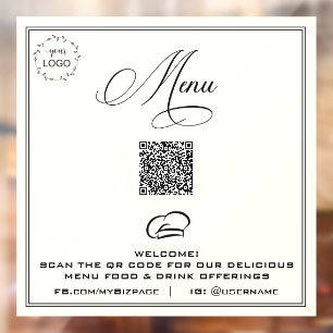 *~* QR Einfache EATERY-LOGO-MENÜ-Klammern Fensteraufkleber
