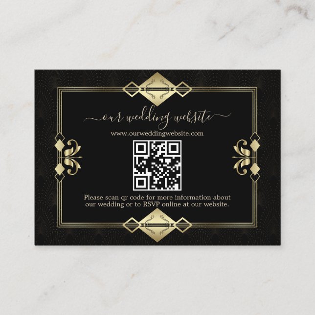 QR Elegant Art Deco 20 Casino Begleitkarte (Vorderseite)
