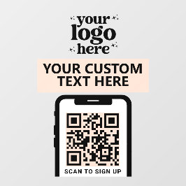 QR-Firmenlogo Modern Minimalistisch Blush Pink Fensteraufkleber