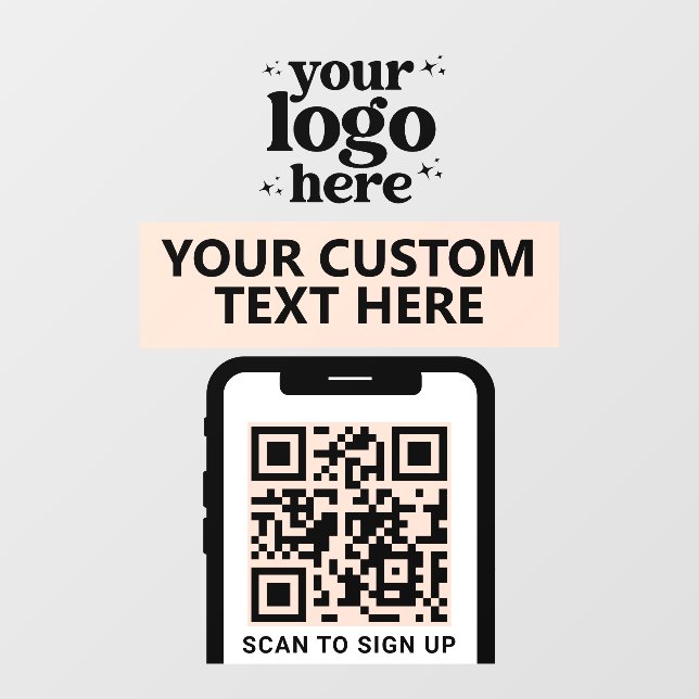 QR-Firmenlogo Modern Minimalistisch Blush Pink Fensteraufkleber (Blatt)
