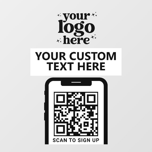 QR-Firmenlogo Modern Minimalistisch Fensteraufkleber (Blatt)