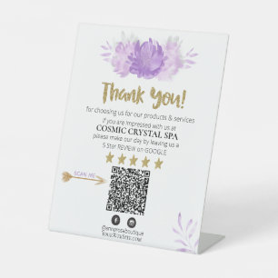 *~* QR FLORAL PINK Review Logo DANK IHNEN AP8 Sockelschild