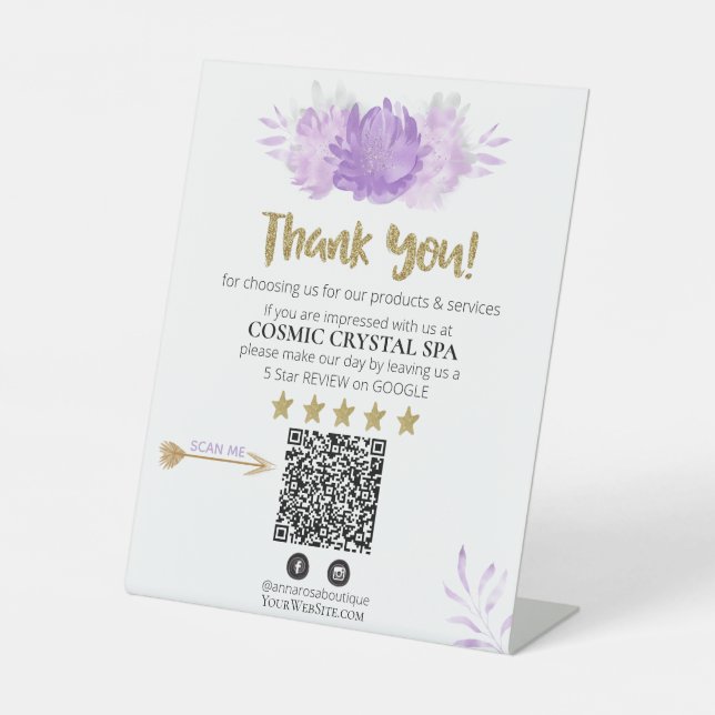 *~* QR FLORAL PINK Review Logo DANK IHNEN AP8 Sockelschild (Vorderseite)