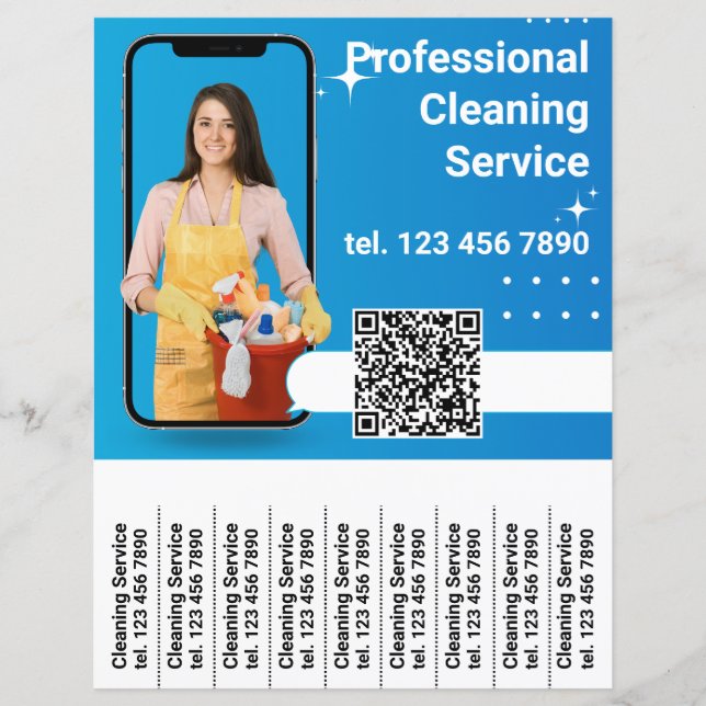 QR-Flyer für die Reinigung des Diensts Abreißen vo (Vorderseite)