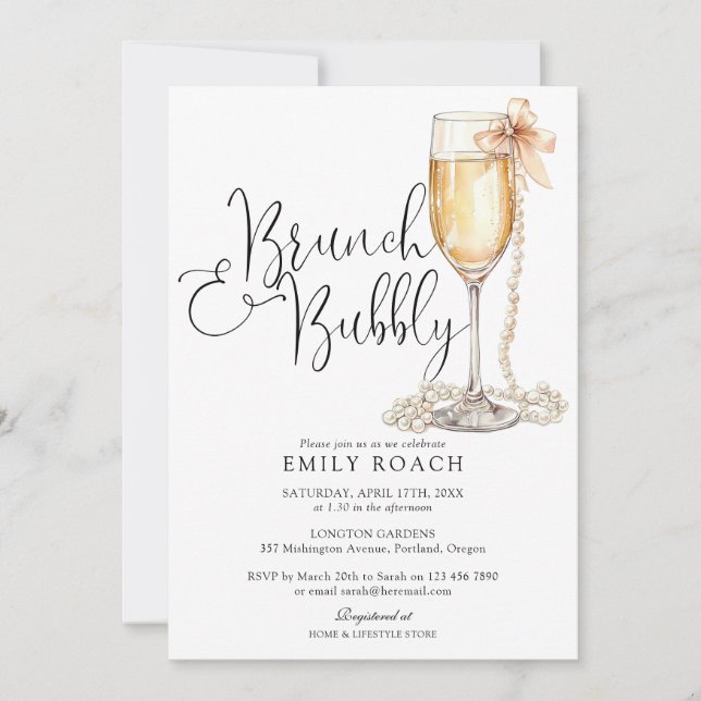 QR-Foto-Brautparty für Brunch und Bubbly Einladung (Vorderseite)