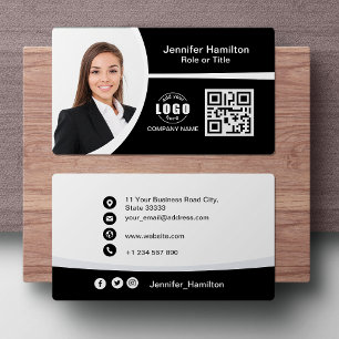 QR-Foto für berufliche Schwarzweiß-Logos Visitenkarte