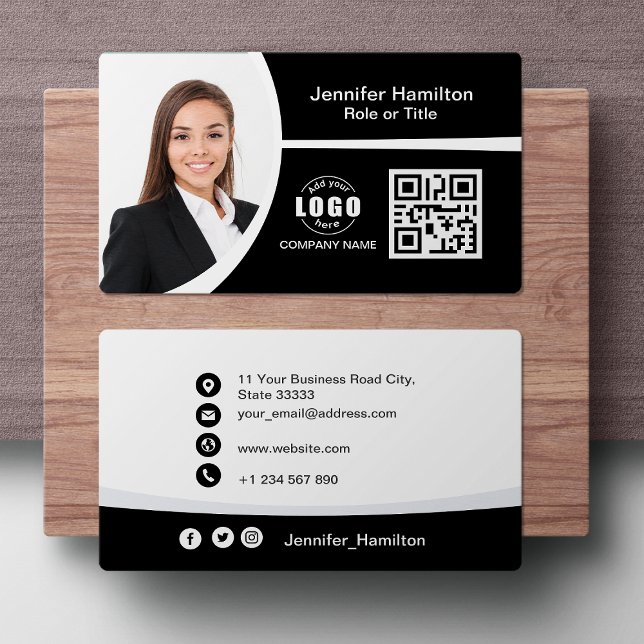 QR-Foto für berufliche Schwarzweiß-Logos Visitenkarte (Von Creator hochgeladen)