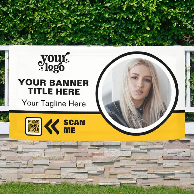 QR-Foto für Geschäftslogos im Freien Gelb Banner (Von Creator hochgeladen)