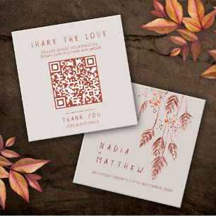QR-Foto für Hochzeiten Grasbeeren, braun Begleitkarte