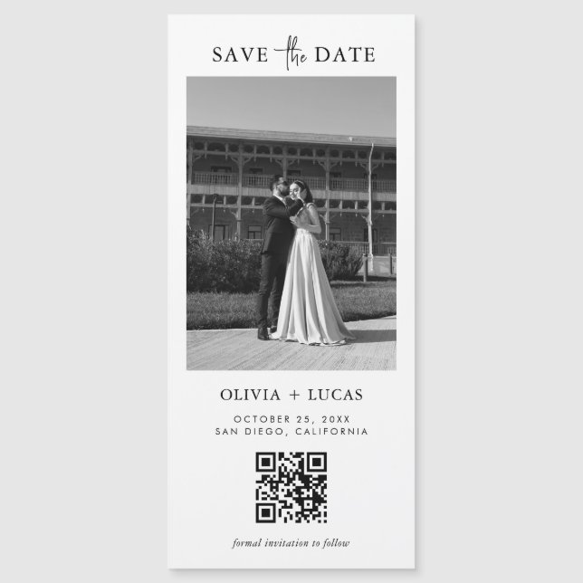 QR-Foto im Stil magnetischer Hochzeiten speichern  Magnetkarte (Vorderseite)