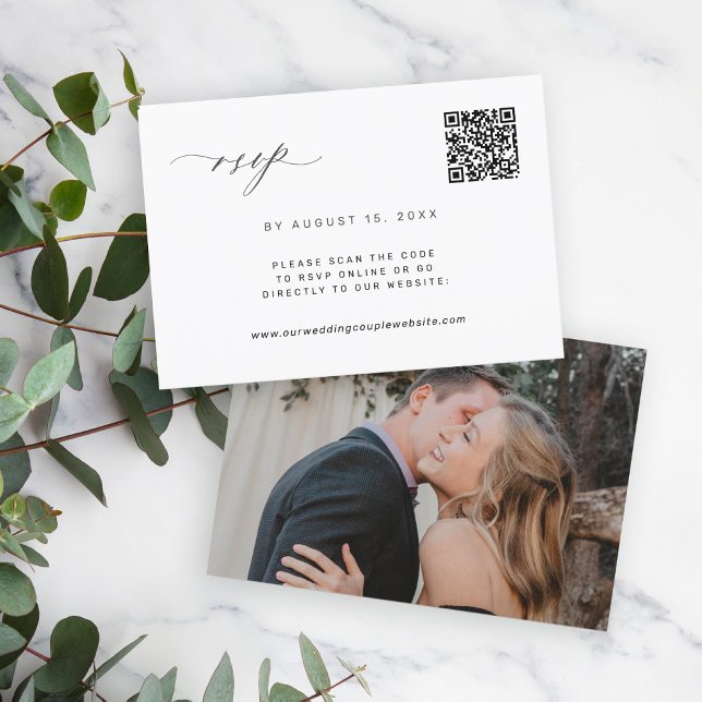 QR-Foto Schwarzweißhochzeit RSVP Karte (Von Creator hochgeladen)