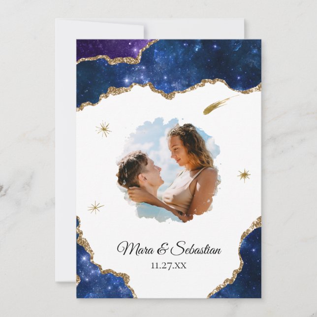 *~* QR - FOTO - UAWG AR13 Cosmic AGATE Wedding Einladung (Vorderseite)
