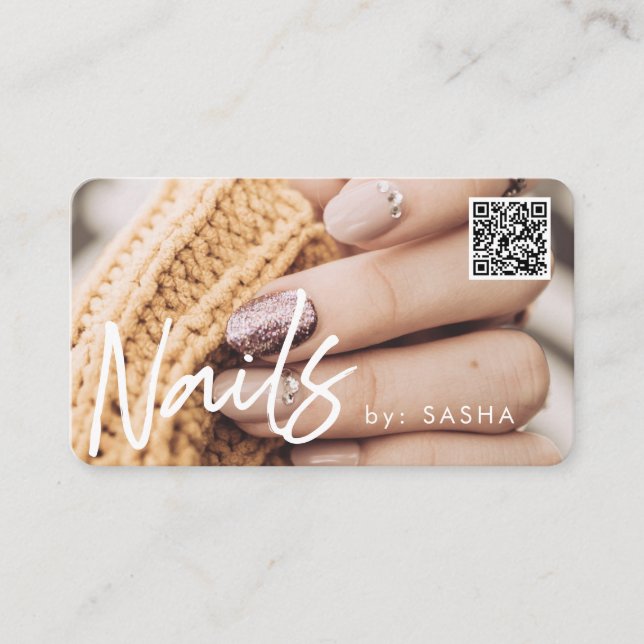 QR-Foto-Visitenkarte für Nägel Visitenkarte (Vorderseite)